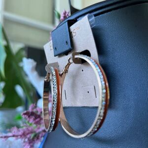 Gold/Crystal/Coral Enamel  Hoops Erica Lyons Fashion Earrings $16ea / 3 for $25